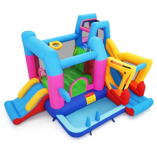 Kids Inflatable Castle,Excavator-Themed Inflatable Bounce House, Multi-Play Features With Slide, Ball Pit & Blower (Multi-color) - Image 4