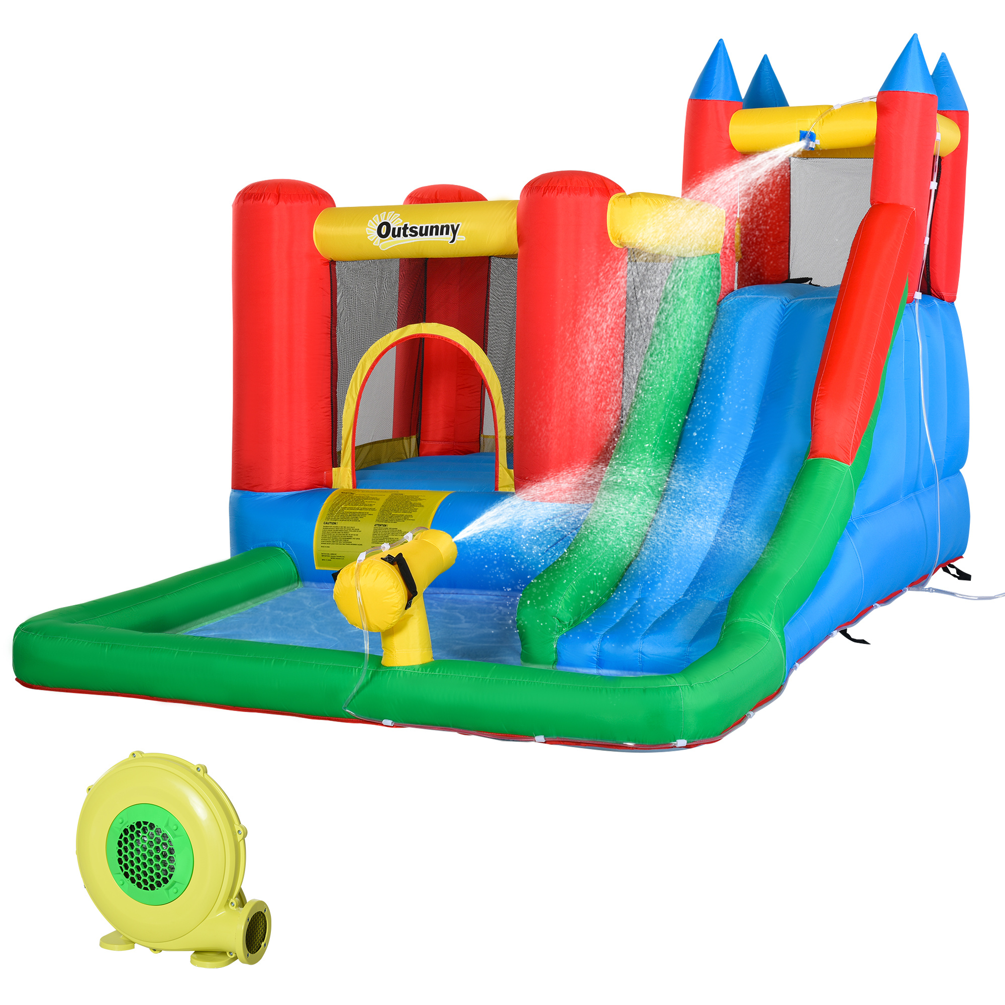 Kids Bounce House Inflatable Slide With Splash Pool, Water Cannon, Climbing Wall, Inflator Included, 6 In1 Bouncy Castle Kids Backyard Activity Outdoor Water Play Toy - Image 2