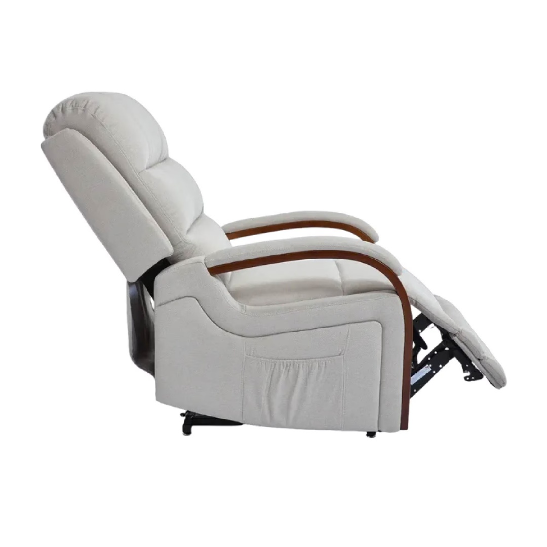 Power Lift Recliner Chair With Massage & Heat For Elderly, Dual Motor Electric Lift Recliner, Egyptian Velvet Fabric Upholstery, Side Pockets, Beige - Image 4