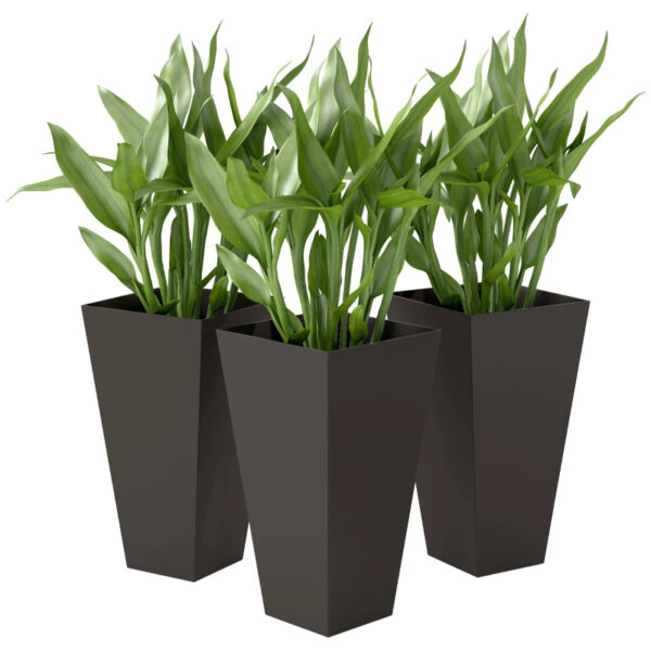 28ft Tall Plastic Planters, Set Of 3, Flower Pot, Anti-crack, Fade-resistant, Square Shape With A Matte Surface - Image 5