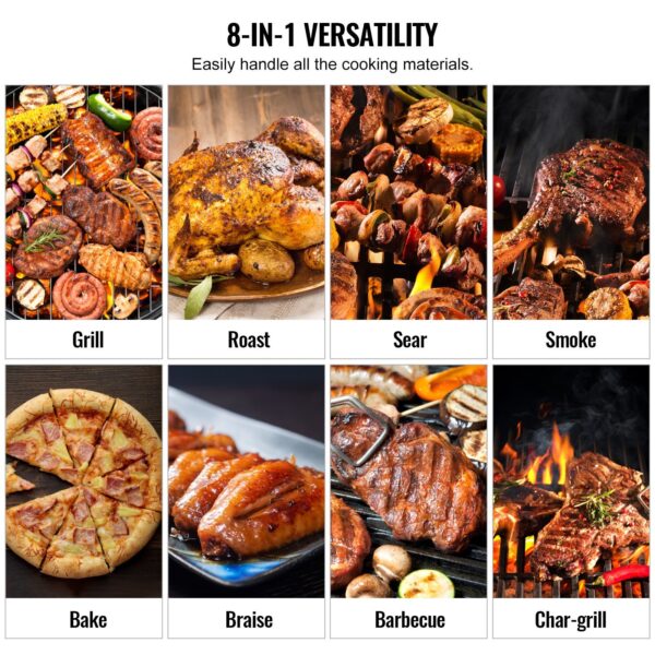 53 Inch Portable Charcoal Grill, Propane Gas Grills With Cover And Cart, Heavy Duty Iron BBQ Grill, Mini Tabletop Smoker For Outdoor Cooking, Barbecue Camping, Picnic, Patio, And Backyard, Black - Image 2