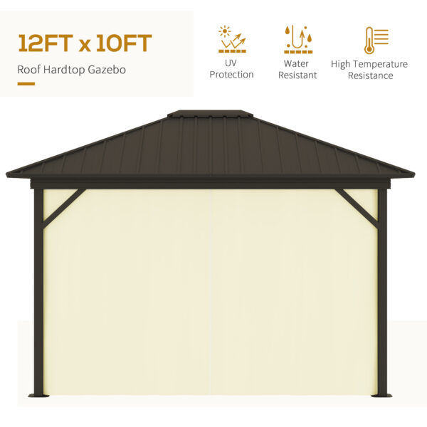 11.9" x 9.8" Hardtop Gazebo with Curtains Netting, Metal Roof Gazebo Canopy with Aluminum Frame and Top Hook, Cream - Image 8