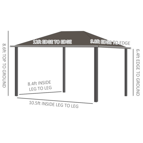 10' x 12' Hardtop Gazebo with Curtains and Netting, Gazebo Canopy with Aluminum Frame and Hooks, Dark Gray - Image 7