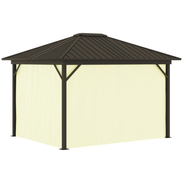 11.9" x 9.8" Hardtop Gazebo with Curtains Netting, Metal Roof Gazebo Canopy with Aluminum Frame and Top Hook, Cream - Image 4
