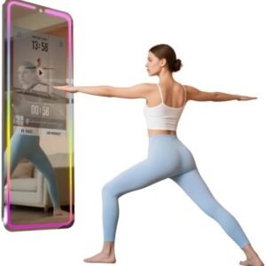 Smart Fitness Display, Touchscreen Workout Equipment with Open Android System | 63" Full-Body Reflective Surface & Music Sync RGB Light Strip | No Subscription Fees for Yoga, Dance, Strength Training : Industrial & Scientific