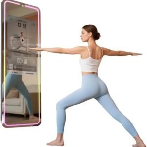 RIXZSIW Smart Gym Mirror for Home Workout | 32" HD Touch-Screen Andriod OS | 63" Reflective Surface | No VIP Fees Support Various APPs, Music Sync LED Light Strip, for Home Gym/Yoga/Dance : Home & Kitchen