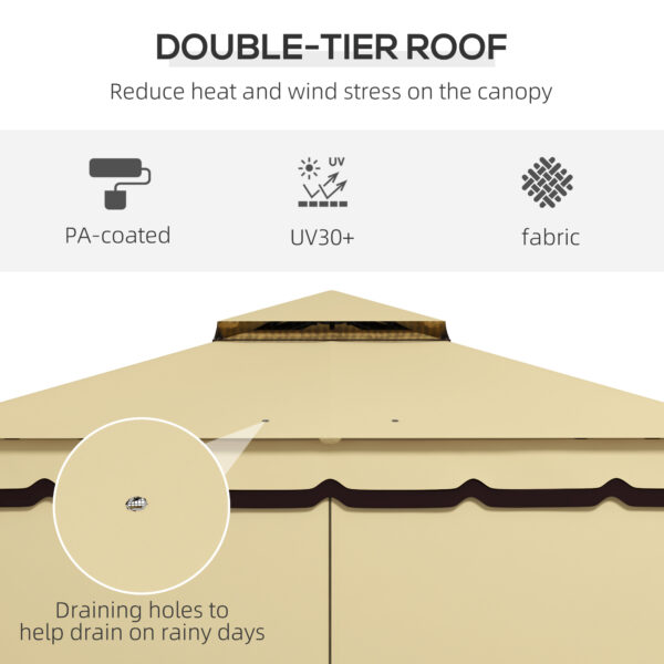 10' x 12' Double Roof Patio Gazebo Canopy, Outdoor Gazebo Shelter with Netting & Curtains, for Garden, Lawn and Deck - Image 6