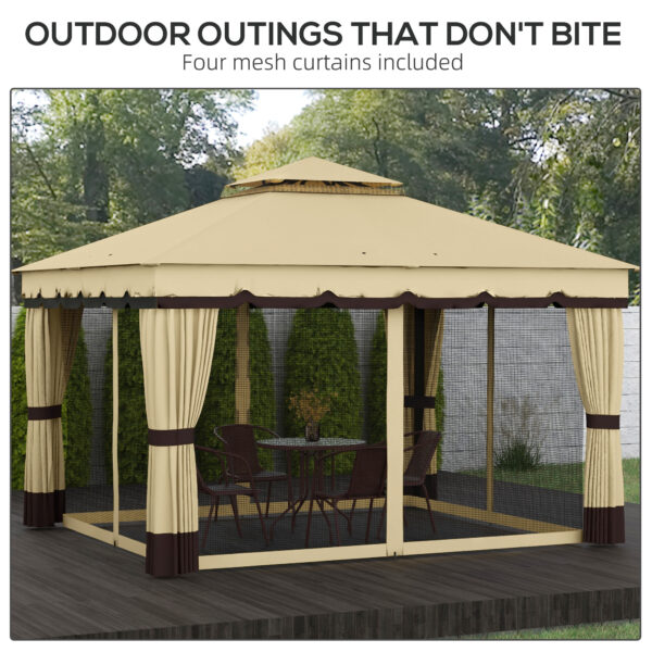 10' x 12' Double Roof Patio Gazebo Canopy, Outdoor Gazebo Shelter with Netting & Curtains, for Garden, Lawn and Deck - Image 7