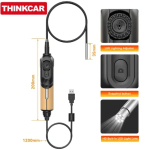 THINKCAR TES102 Endoscope Video Scope USB Video Camera, Inspection Camera for THINKSCAN 689BT MUCAR 892BT, MUCAR VO7S/VO8