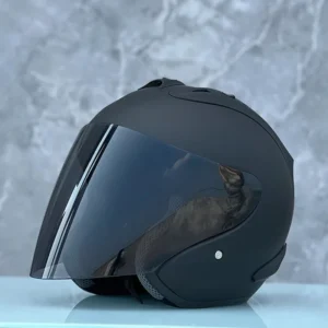 3/4 Open Face Helmet Ram4 Matte Black Motorcycle Helmet Summer Men and Women Jet Scooter Motobike Half Helmets Cascos Para Moto