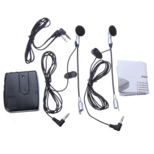 Black Plastic Motorcycle Intercom Host With Headphones Kit Helmet Wired Walkie Talkie Motorcycle Portable Audio Wired Headset
