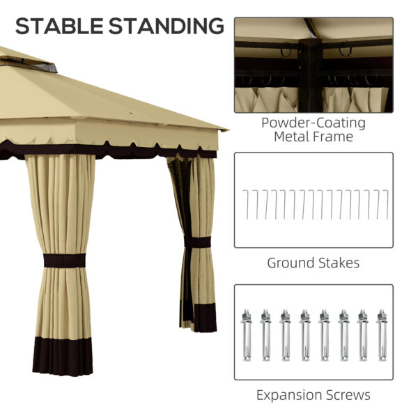 10' x 12' Double Roof Patio Gazebo Canopy, Outdoor Gazebo Shelter with Netting & Curtains, for Garden, Lawn and Deck - Image 3
