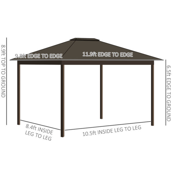 11.9" x 9.8" Hardtop Gazebo with Curtains Netting, Metal Roof Gazebo Canopy with Aluminum Frame and Top Hook, Cream - Image 6