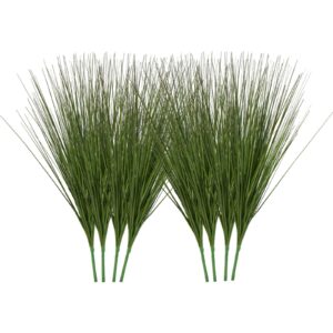Artificial Grass Plant, 27 Inch Faux Onion Grass Fake Greenery Shrubs Plant, Premium PVC For Indoor Outdoor House Home Garden Office Room Décor, Housewarming, 8 Pack Green