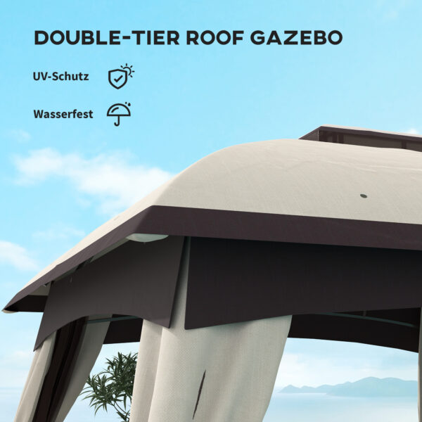 10’ x 20’ Patio Gazebo, Outdoor Gazebo Canopy Shelter with Netting, Vented Roof for Garden, Beige - Image 7
