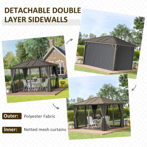 10' x 12' Hardtop Gazebo with Curtains and Netting, Gazebo Canopy with Aluminum Frame and Hooks, Dark Gray - Image 8