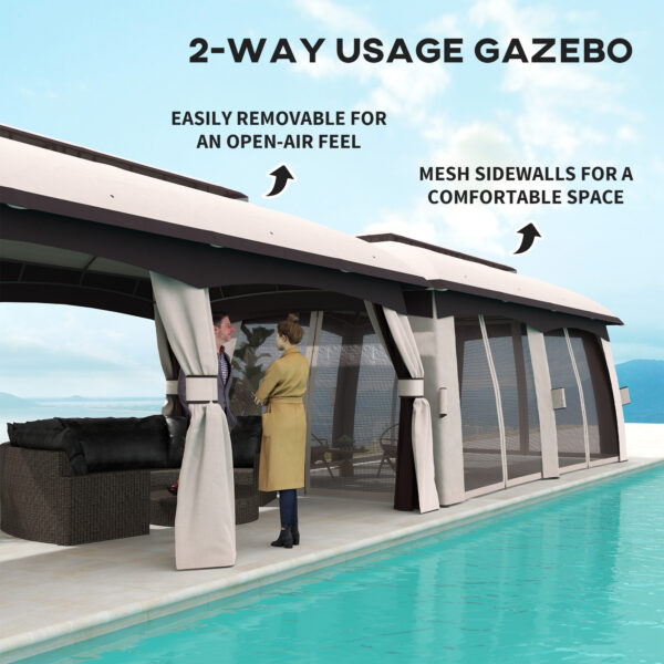 10’ x 20’ Patio Gazebo, Outdoor Gazebo Canopy Shelter with Netting, Vented Roof for Garden, Beige - Image 5