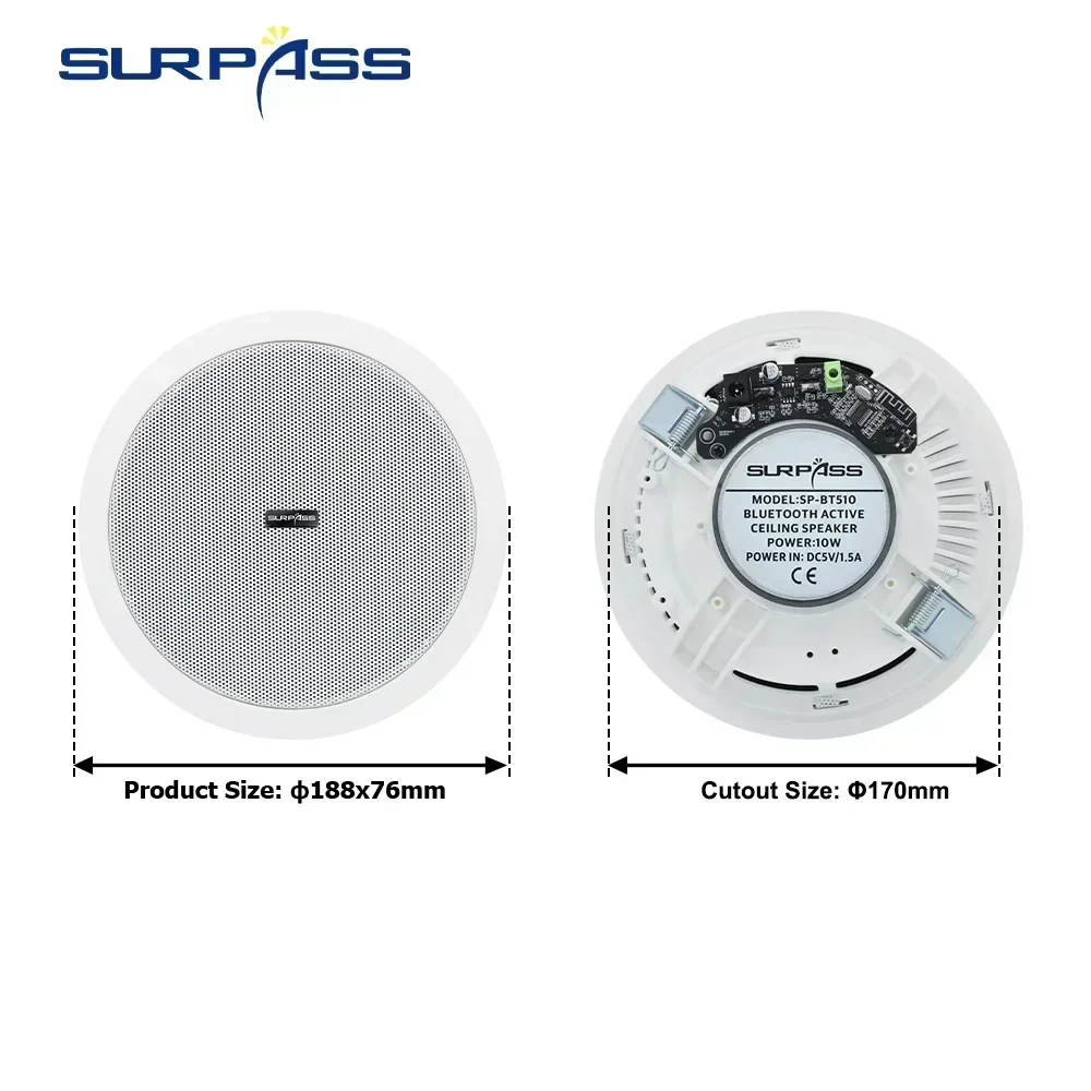 5.25 Inch audience 10W Bluetooth Ceiling speakers Built In Digital Class D Amplifier Bluetooth speaker for Indoor Outdoor Camper - Image 3