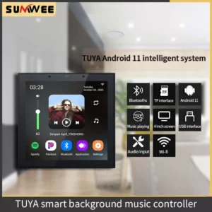 4 inch Tuya Smart Home Andriod 11 WiFi Bluetooth Touch Screen Home Theater Cinema Digital Stereo Audio Music Wall Amplifier
