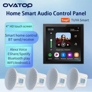 4 Inch Android 11 Tuya Smart Home Wall Amplifier Audio WiFi Alexa Remote Control Speakers Home Background Amplificador Sets
