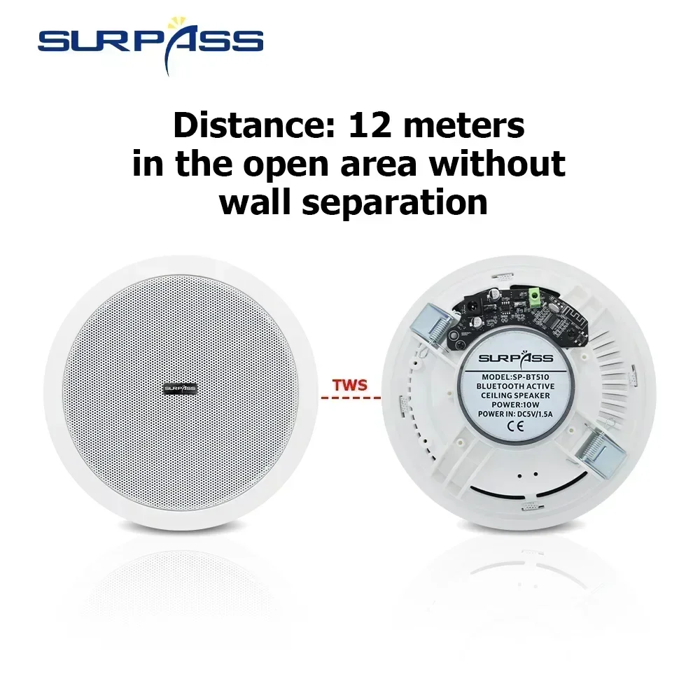 5.25 Inch audience 10W Bluetooth Ceiling speakers Built In Digital Class D Amplifier Bluetooth speaker for Indoor Outdoor Camper - Image 2