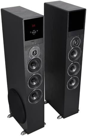 Rockville TM150B Powered Home Theater Tower Speaker System, Black, 1000W, 10" Subwoofers, Bluetooth, USB/SD Playback, FM Radio, Remote Control, Karaoke Ready, Perfect for Home Entertainment | 1000W Peak / 250W RMS, USB/SD Playback, Optical Input, 8-Band EQ, Karaoke Mic Inputs, FM Radio, Remote Control : Electronics
