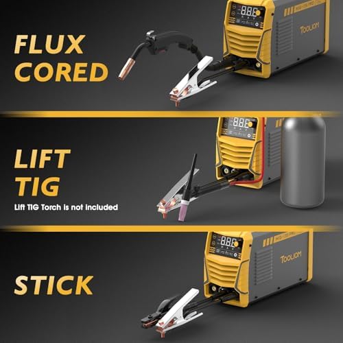 TOOLIOM 135A Gasless Flux Core MIG Welder 110V MIG Welder Flux MIG/Lift TIG/Stick 3 in 1 Welding Machine IGBT DC Inverter with LCD Display - - Image 2