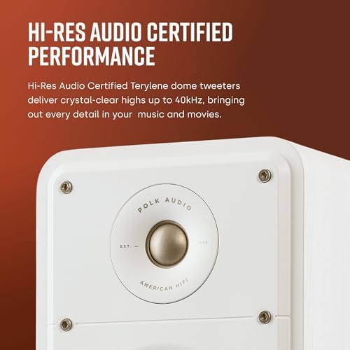 Polk Signature Elite ES50 Tower Speaker - Hi-Res Certified, Dolby Atmos Speakers & DTS:X Compatible, 1" Tweeter & (2) 5.25" Woofers, Power Port Technology for Effortless Bass, Contemporary White : Electronics - Image 4