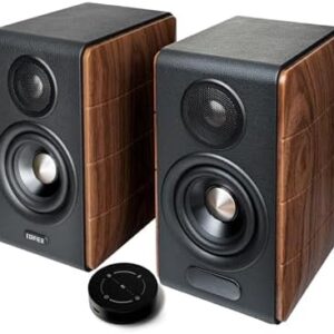 Edifier S880DB MKII Hi-Fi Bookshelf Speakers, Premium 2.0 Active Speaker System, 88W RMS, Hi-Res Audio with LDAC, Bluetooth/USB-C/Optical/Coaxial/RCA Input, Subwoofer Output, Dark Wood : Electronics