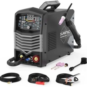 Sunstac 250A AC/DC Aluminum TIG Welder with Pulse, 110V/220V Dual Voltage TIG Welding Machine with DC TIG/AC TIG/Pulse TIG/SPOT TIG/Stick -