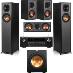 Klipsch Reference 5.1 Home Theater Speaker Bundle with R-610F Floorstanding Speakers, R-52C Center, R-12SW Subwoofer, R-41M Bookshelf Speakers and Denon AVR-S670H 8K Receiver : Electronics