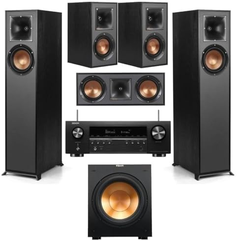 Klipsch Reference 5.1 Home Theater Speaker Bundle with R-610F Floorstanding Speakers, R-52C Center, R-12SW Subwoofer, R-41M Bookshelf Speakers and Denon AVR-S670H 8K Receiver : Electronics