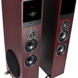Rockville TM80C Powered Home Theater Tower Speaker System, Cherry Wood, 800W, 8" Subwoofers, Bluetooth, USB/SD Playback, FM Radio, Remote Control, Karaoke Ready, Perfect for Home Entertainment | 800W Peak/200W RMS, Bluetooth, Optical/RCA/Aux Inputs, USB/SD, 8-Band EQ, Dual Mic Inputs, Remote Control : Electronics