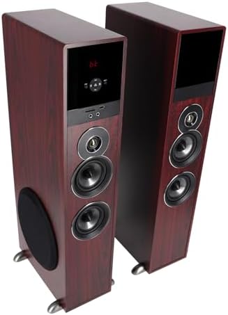 Rockville TM80C Powered Home Theater Tower Speaker System, Cherry Wood, 800W, 8" Subwoofers, Bluetooth, USB/SD Playback, FM Radio, Remote Control, Karaoke Ready, Perfect for Home Entertainment | 800W Peak/200W RMS, Bluetooth, Optical/RCA/Aux Inputs, USB/SD, 8-Band EQ, Dual Mic Inputs, Remote Control : Electronics