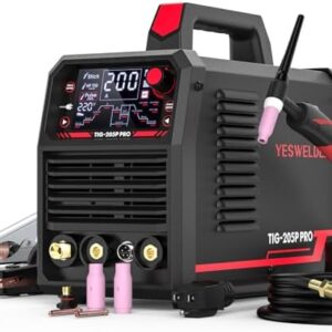 YESWELDER 205A Tig Welder with Pulse Large LED Display, STICK/DC TIG/PULSE TIG 3 In 1, 110&220V Dual Voltage TIG Welding Machine TIG-205P -