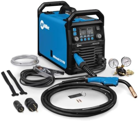Millermatic® 211 PRO MIG Welder Machine, Dual-Voltage, Auto-Set™ | 120/240V MIG welder; Welds steel, aluminum to 3/8 in; thick; Features Auto-Set™, Dyna-Pulse™, upgradable software -