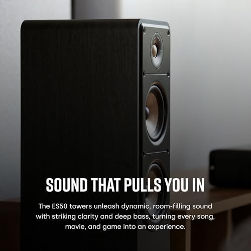 Polk Signature Elite ES50 Tower Speaker - Hi-Res Certified, Dolby Atmos Speakers & DTS:X Compatible, 1" Tweeter & (2) 5.25" Woofers, Power Port Technology for Effortless Bass, Contemporary White : Electronics - Image 3