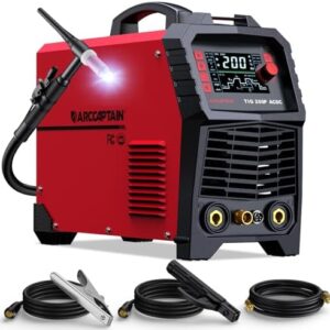 ARCCAPTAIN TIG Welder AC/DC 200Amp with Pulse, Aluminum TIG Welder 110V/220V TIG Welder with Square/Triangular Wave/Stick/MMA/Spot 7 in 1 MultiProcess Welding Machine -