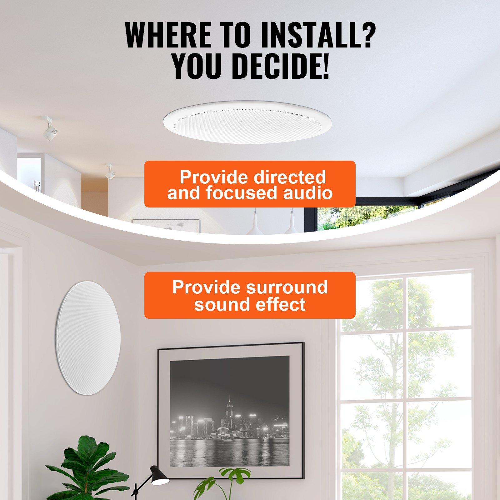 4 PCs 8 Inch In Ceiling Speakers, 100-Watts, Flush Mount Ceiling & In-Wall Speakers System With 8ΩImpedance 89dB Sensitivity, For Home Kitchen Living Room Bedroom Or Covered Outdoor Porches - Image 2