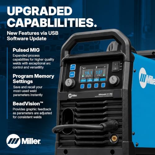Millermatic® 211 PRO MIG Welder Machine, Dual-Voltage, Auto-Set™ | 120/240V MIG welder; Welds steel, aluminum to 3/8 in; thick; Features Auto-Set™, Dyna-Pulse™, upgradable software - - Image 2