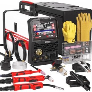 ANDELI Plasma Cutter Welder Combo,6-in 1 Pulse MIG/HF TIG/HF Cut/Stick/Flux Core Multifunctional Welder,110V/220V Dual Voltage Aluminium MIG Welding Machine,160A MIG/TIG/Stick & 40A Cut -