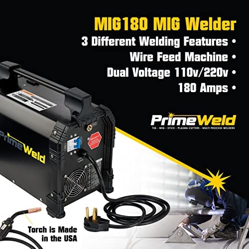 PrimeWeld MIG180 Mig Welder, 180 Amp Wire Feed Welding Machine with Dual Voltage 220v, 110v : Tools & Home Improvement - Image 3