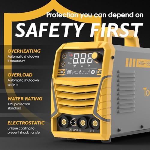 TOOLIOM 135A Gasless Flux Core MIG Welder 110V MIG Welder Flux MIG/Lift TIG/Stick 3 in 1 Welding Machine IGBT DC Inverter with LCD Display - - Image 12