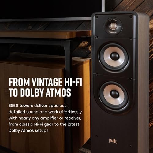 Polk Signature Elite ES50 Tower Speaker - Hi-Res Certified, Dolby Atmos Speakers & DTS:X Compatible, 1" Tweeter & (2) 5.25" Woofers, Power Port Technology for Effortless Bass, Contemporary White : Electronics - Image 6