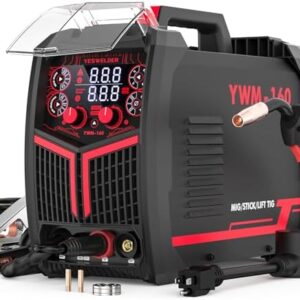 YESWELDER 160A MIG Welder, 110V/220V Dual Voltage, 4 in 1 Gas MIG/Flux Core MIG/Lift TIG/Stick Multiprocess Large LED Digital Display MIG Welding Machine -