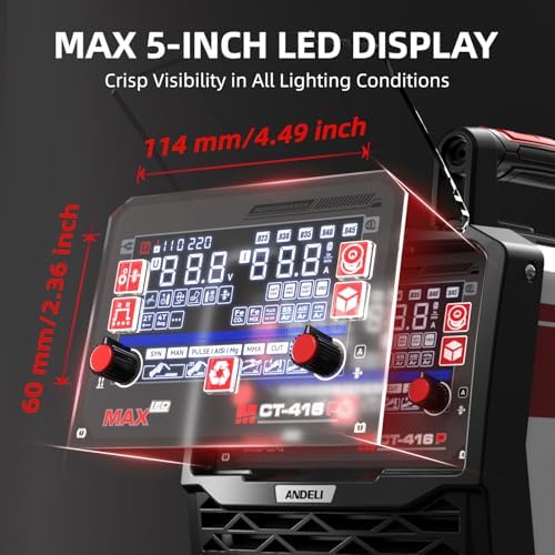 ANDELI Plasma Cutter Welder Combo,6-in 1 Pulse MIG/HF TIG/HF Cut/Stick/Flux Core Multifunctional Welder,110V/220V Dual Voltage Aluminium MIG Welding Machine,160A MIG/TIG/Stick & 40A Cut - - Image 6