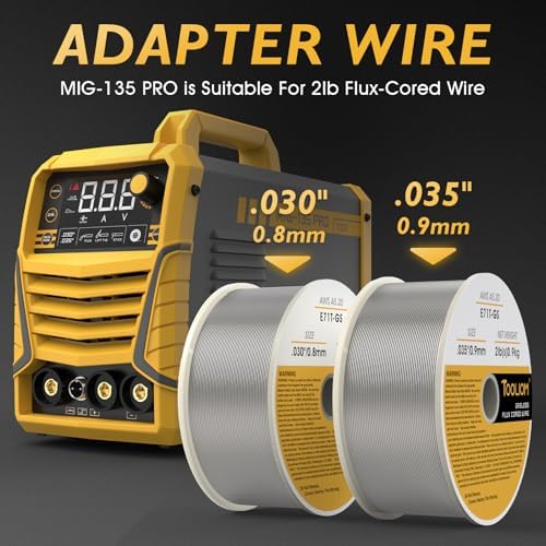 TOOLIOM 135A Gasless Flux Core MIG Welder 110V MIG Welder Flux MIG/Lift TIG/Stick 3 in 1 Welding Machine IGBT DC Inverter with LCD Display - - Image 7