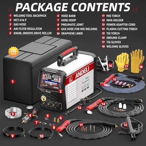 ANDELI Plasma Cutter Welder Combo,6-in 1 Pulse MIG/HF TIG/HF Cut/Stick/Flux Core Multifunctional Welder,110V/220V Dual Voltage Aluminium MIG Welding Machine,160A MIG/TIG/Stick & 40A Cut - - Image 16