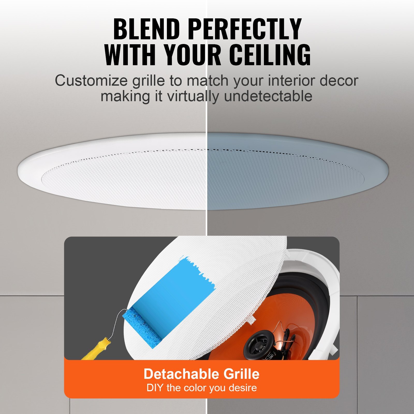 4 PCs 8 Inch In Ceiling Speakers, 100-Watts, Flush Mount Ceiling & In-Wall Speakers System With 8ΩImpedance 89dB Sensitivity, For Home Kitchen Living Room Bedroom Or Covered Outdoor Porches - Image 4