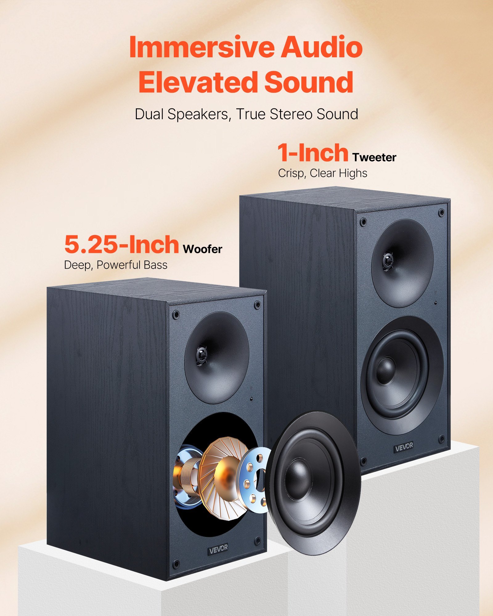 Active Powered Bookshelf Studio Monitor Speakers 25W X2 Bluetooth Coaxial Stereo - Image 4